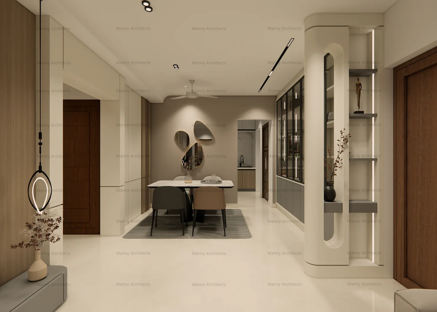 Naleena — living room interior with layered materiality and natural light